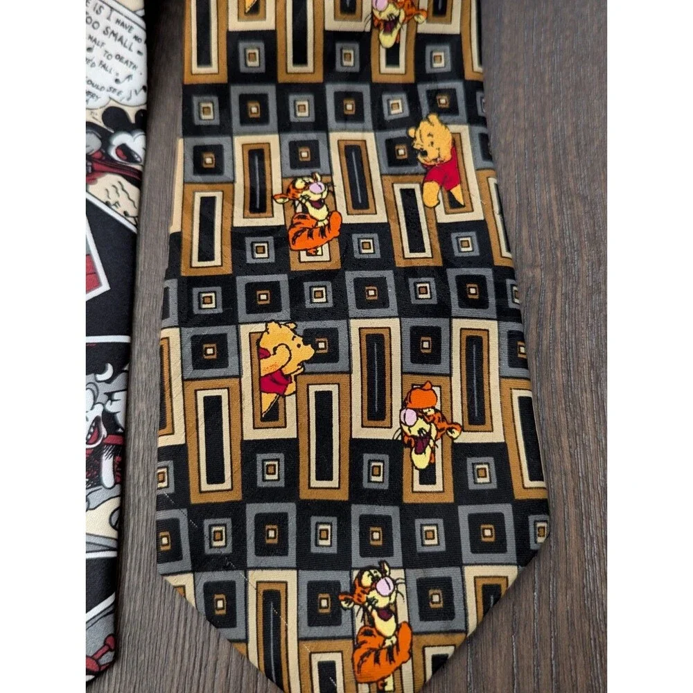 DISNEY Mickey Mouse Donald Duck Winnie The Pooh & Tigger Neckties Ties LOT OF 2